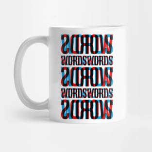 Words Typography Stack (Cyan Red Black) Mug